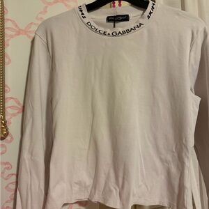 SKIMS White Long Sleeve Tee with Logo Trim